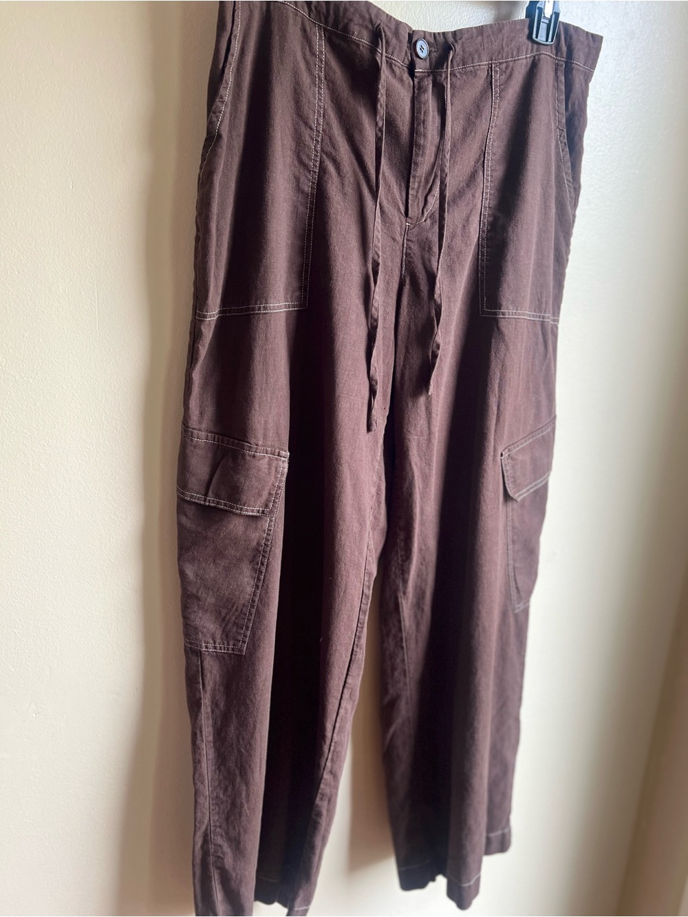Cotton On Women’s Haven Utility Trousers size 8 Dark oak brown earthy granola